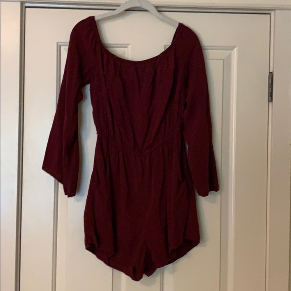 Burgundy Long Sleeve Romper
